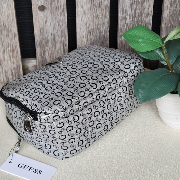 Guess Faux Leather Monogram Black and Gray Travel Bag - Picture 7 of 12